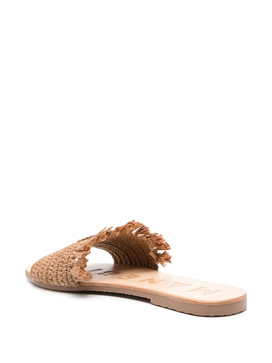 Leather Palm Tree Sandal Beige Raffia