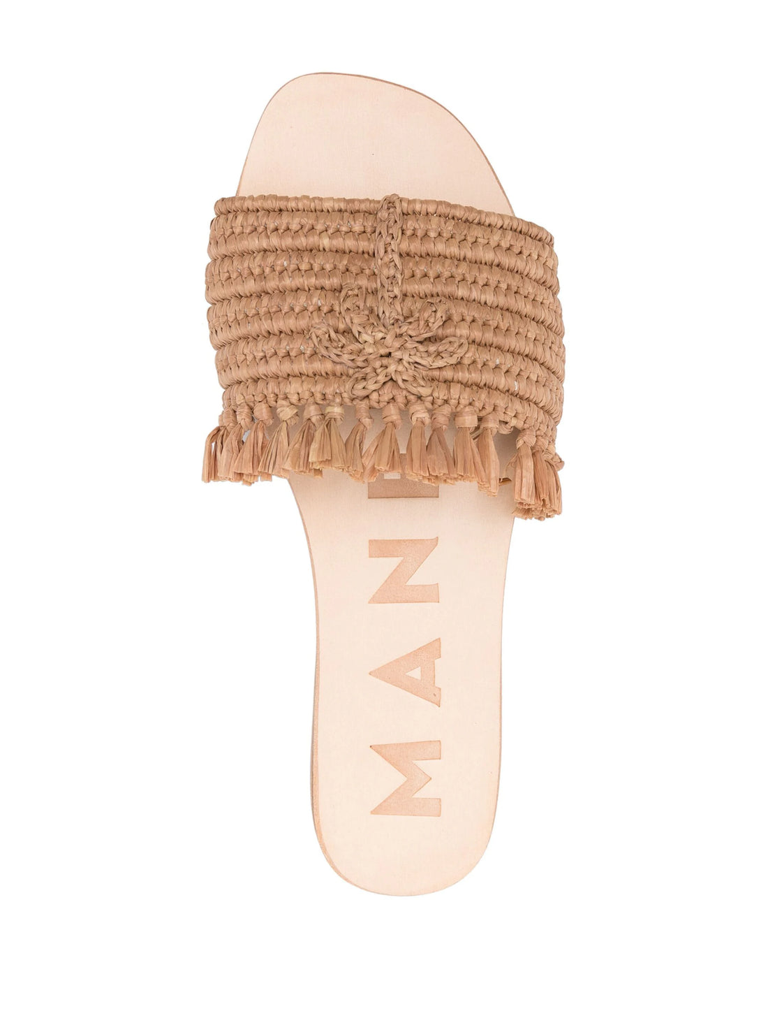 Leather Palm Tree Sandal Beige Raffia