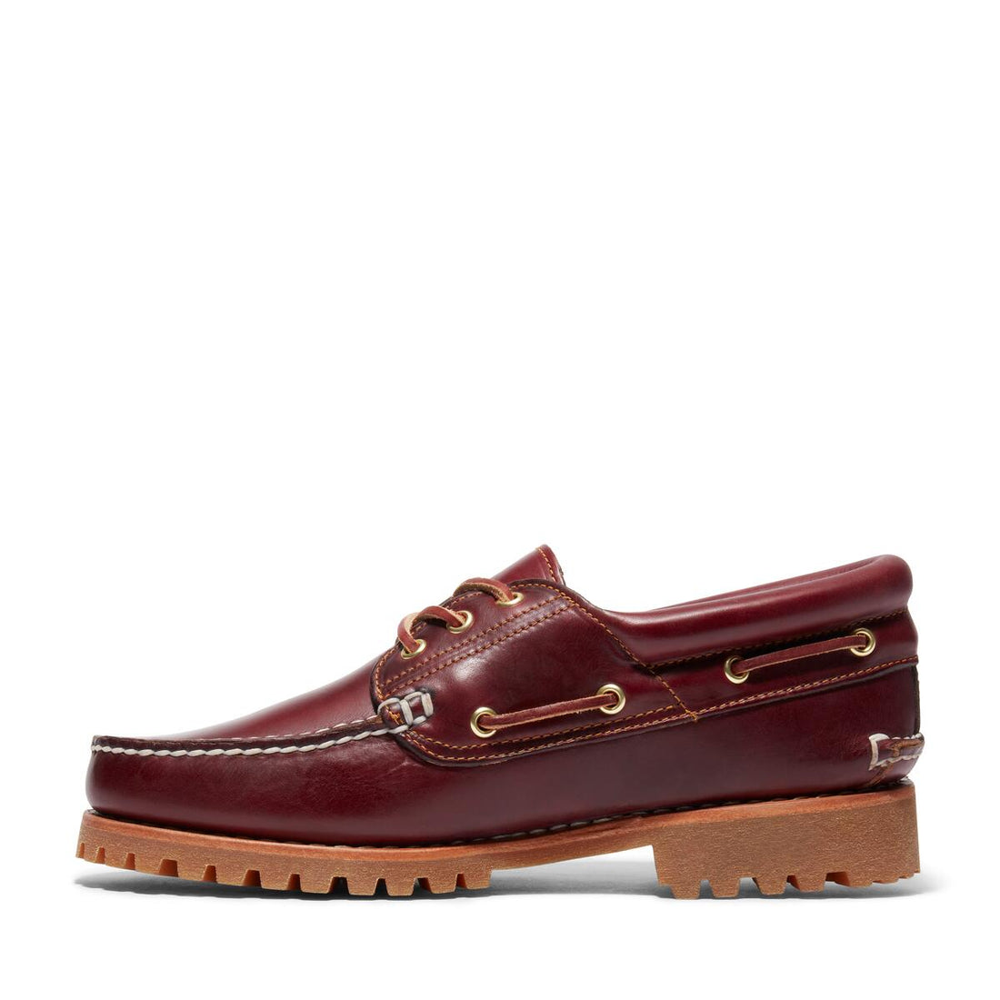 Handsewn 3 Eye Boat Shoe Burgundy Leather