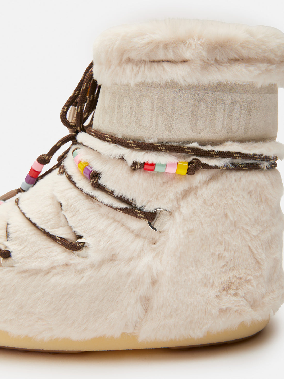 MB Icon Low Cream Faux-Fur Beads Boots