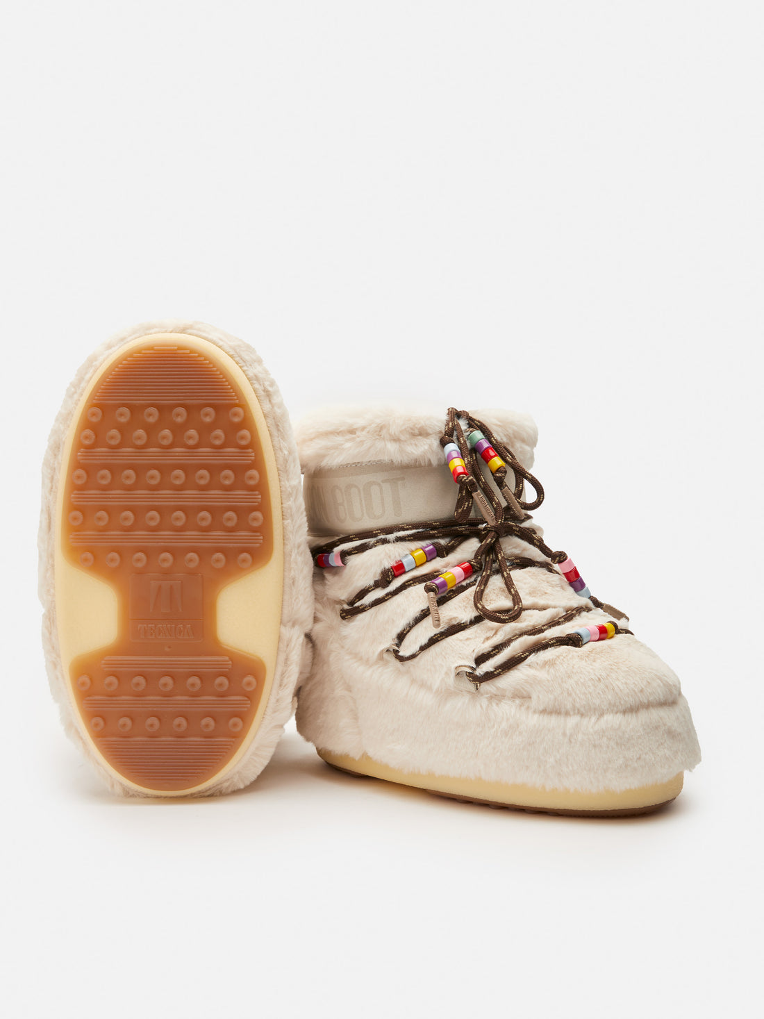 MB Icon Low Cream Faux-Fur Beads Boots