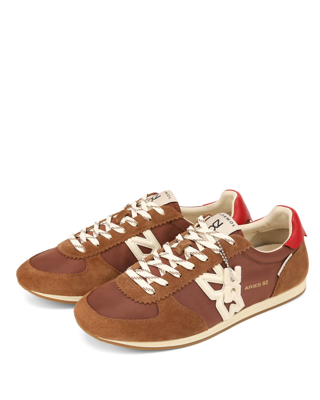 Aries 82 M Tan/Red/Off White Suede/Nylon
