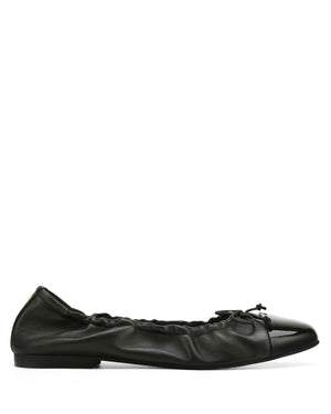 Cambria Black Leather/Black Patent Toe