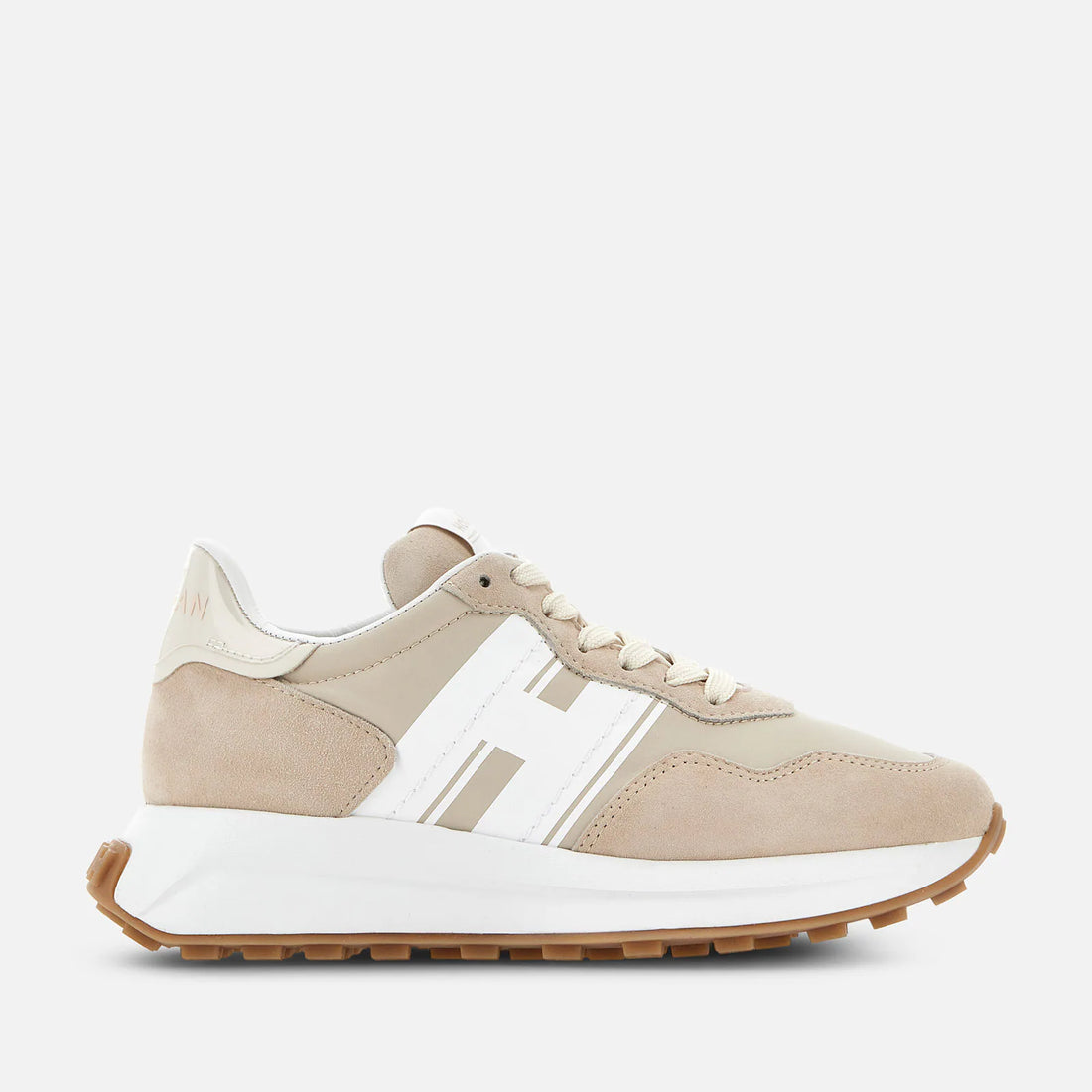 M H Patch Running Sneaker Tan Suede