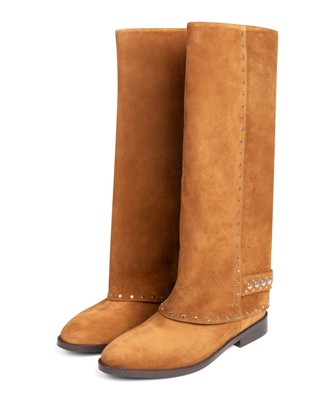 Cuff Stud Boot Tan Suede A5728