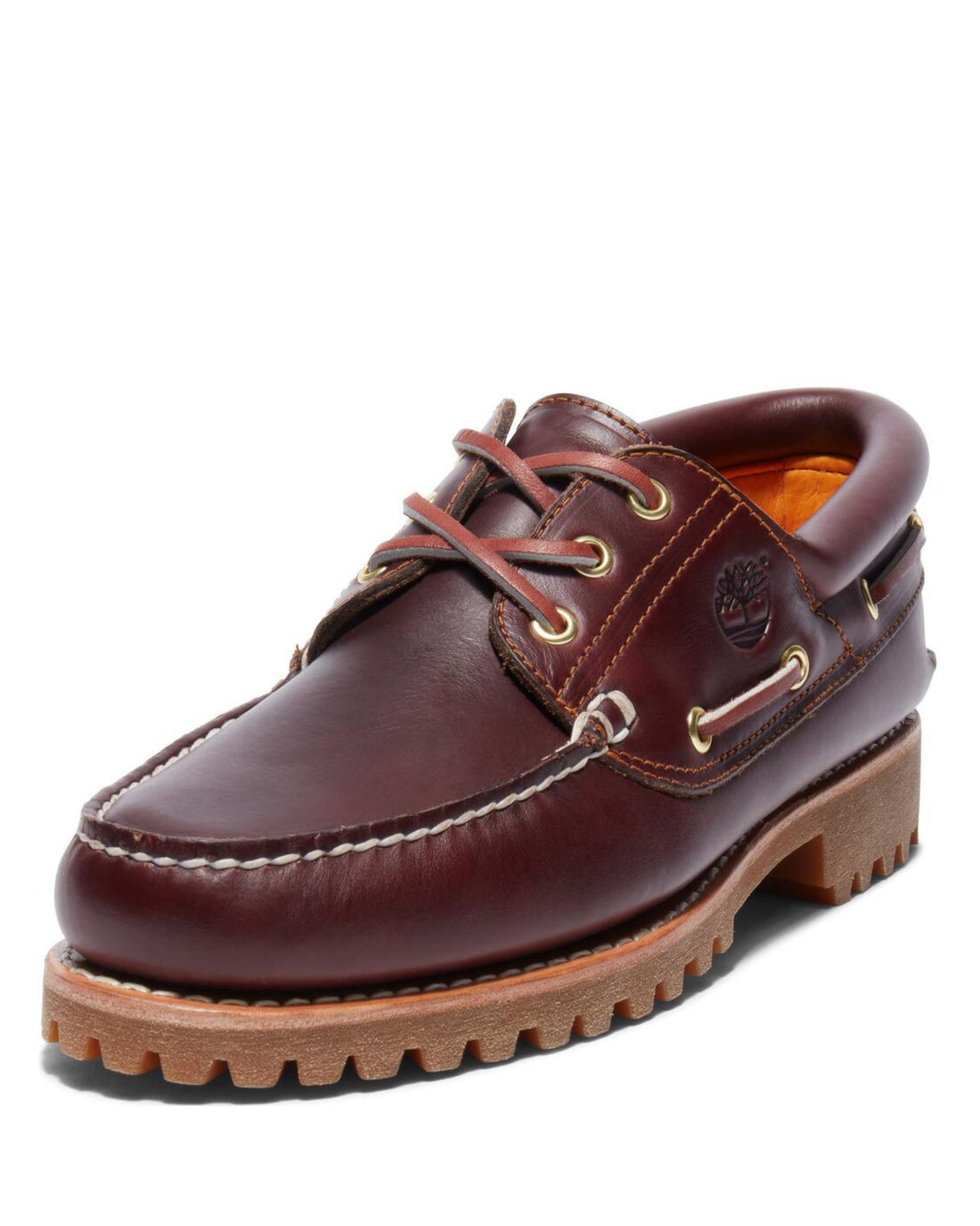 Handsewn 3 Eye Boat Shoe Burgundy Leather