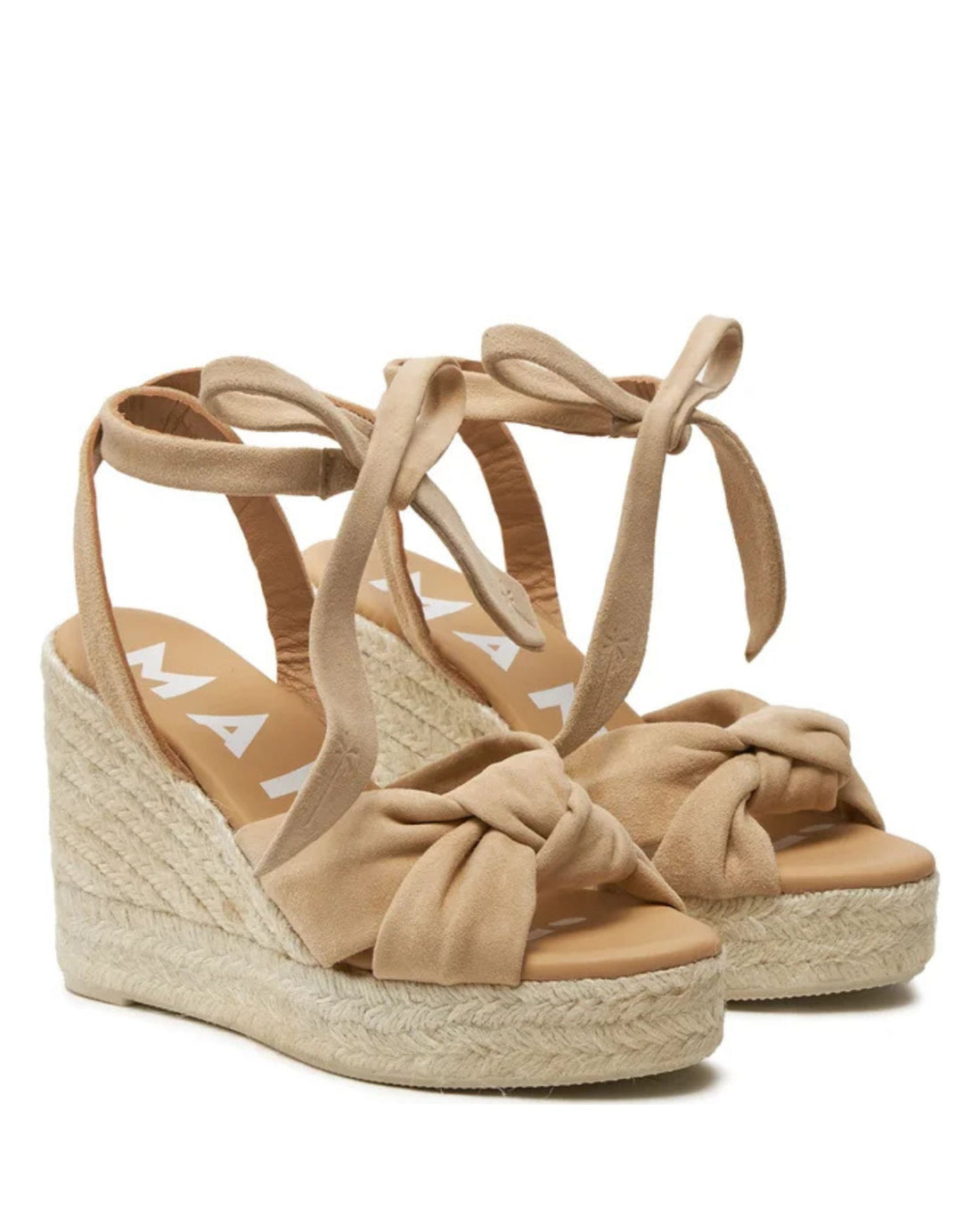 Tan Suede Wedge Espadrille with Knot