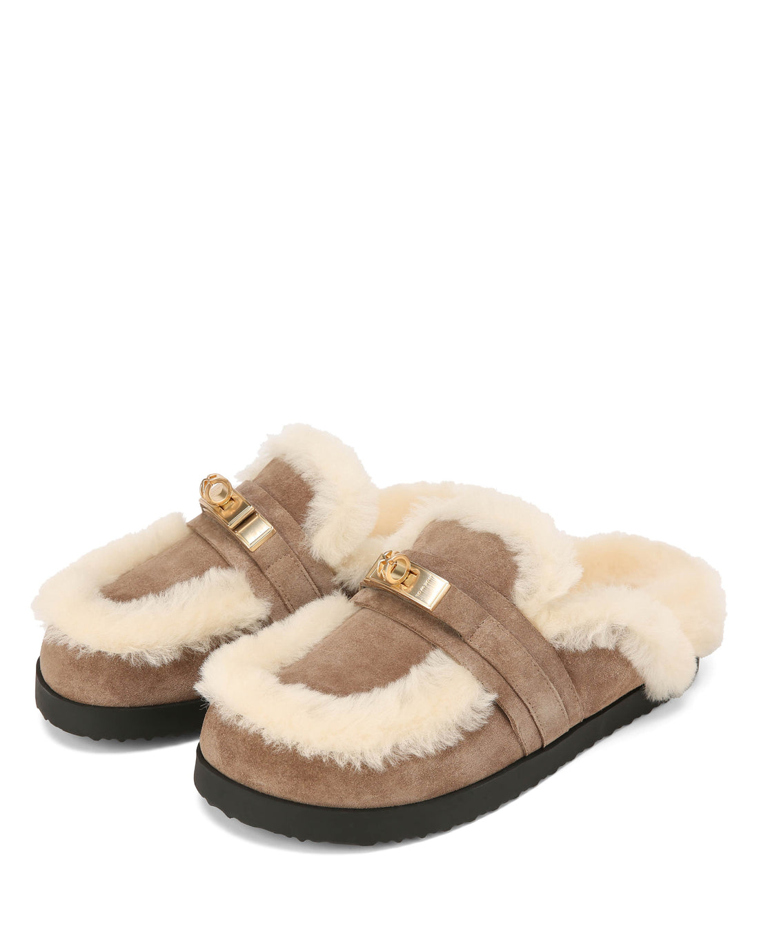Toby Fur Mushroom Suede Mules - Nokwol