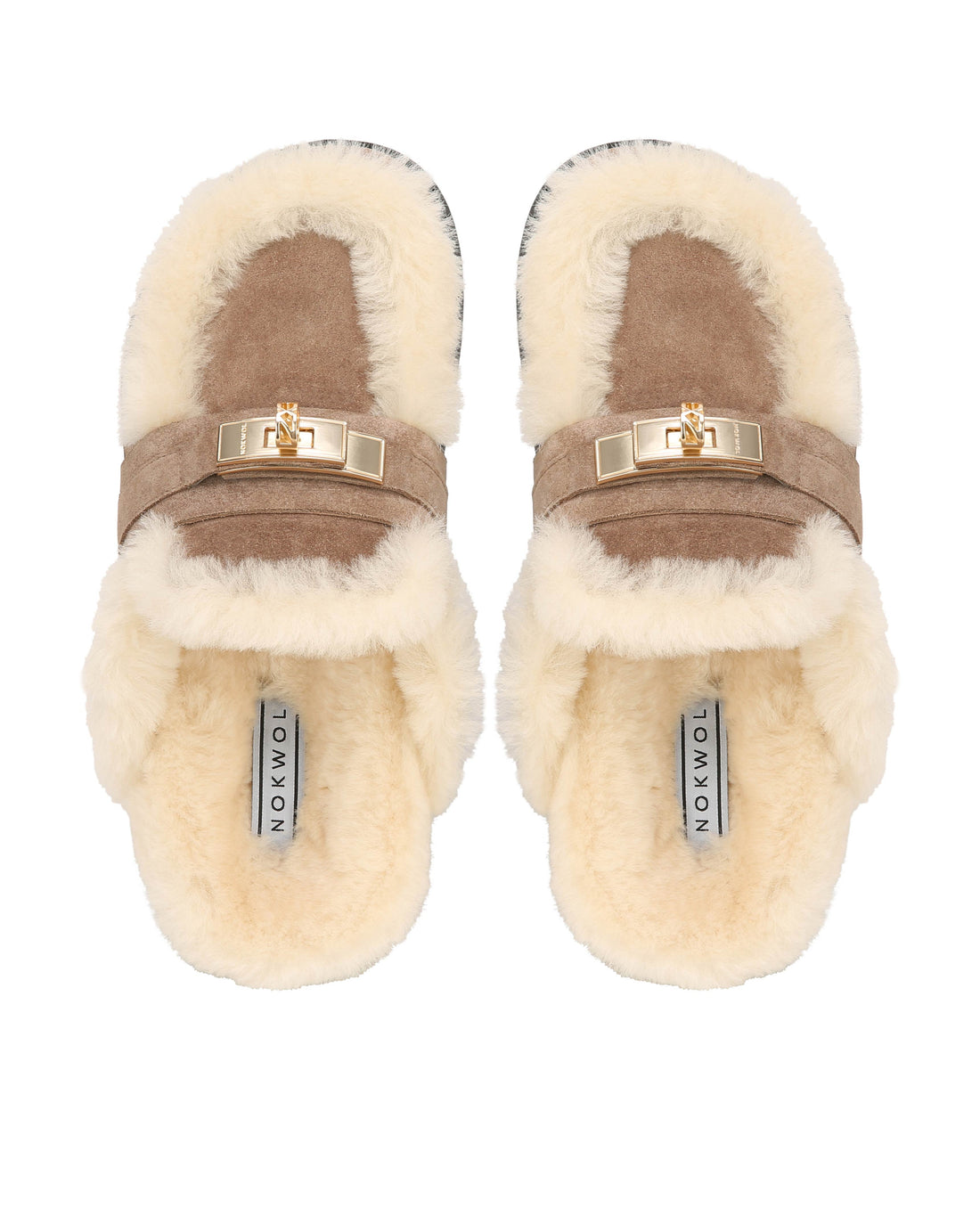 Toby Fur Mushroom Suede Mules - Nokwol