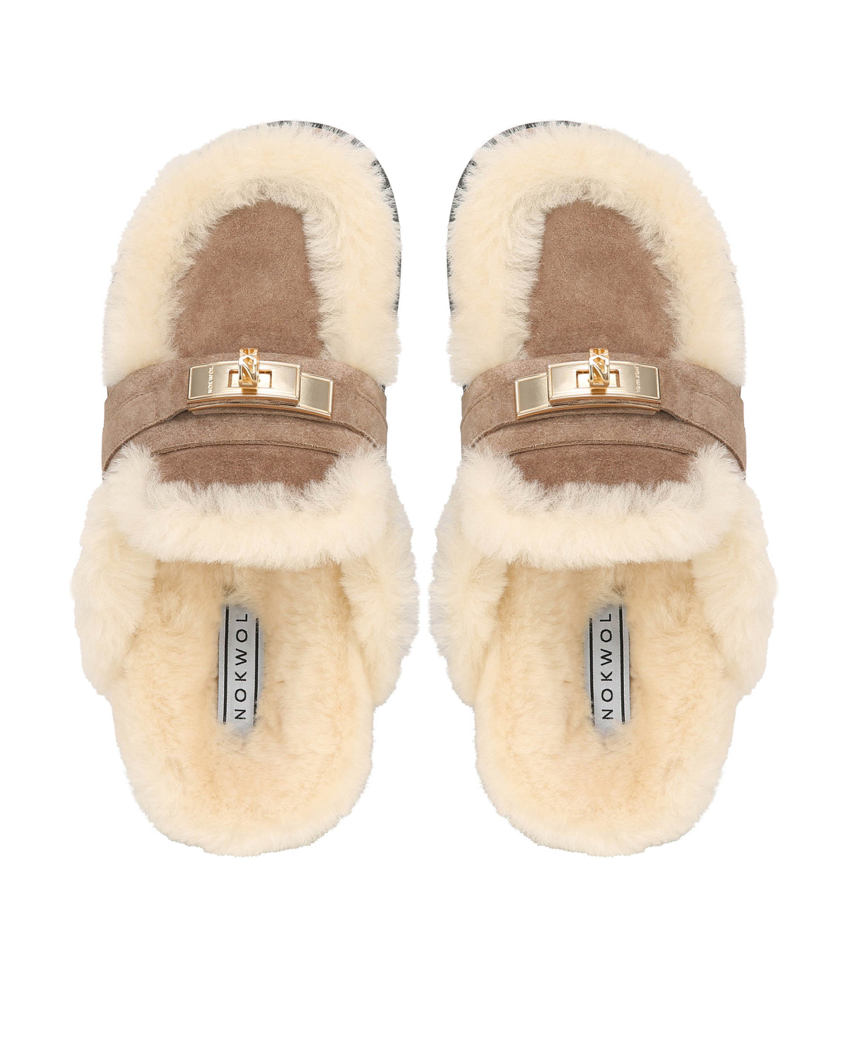 Toby Fur Mushroom Suede Mules - top view