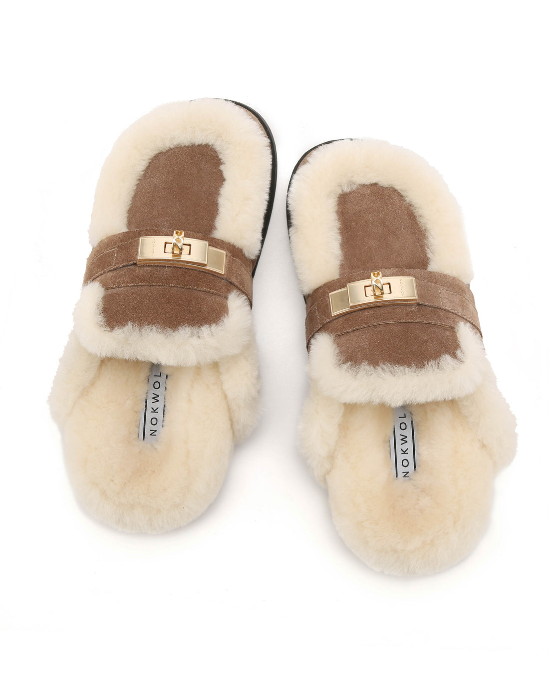Toby Fur Mushroom Suede Mules - Nokwol